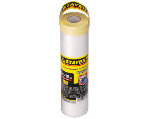 Пленка STAYER ″PROFESSIONAL″ защитная с клейкой лентой ″МАСКЕР″, HDPE, 9мкм, 1,4х15м