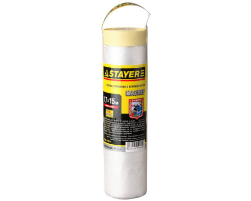 Пленка STAYER ″PROFESSIONAL″ защитная с клейкой лентой ″МАСКЕР″, HDPE, 9мкм, 1,7х15м
