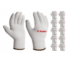 ЗУБР ОПТИМА, L-XL, х/б перчатки без покрытия, 10 класс, 10 пар (11446-XL10)