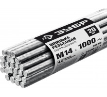 Шпилька резьбовая DIN 975, М14x1000мм, 20 шт, класс прочности 4.8, оцинкованная, ЗУБР