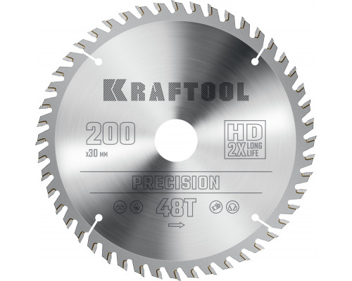 KRAFTOOL Precision, 200 х 30 мм, 48Т, пильный диск по дереву (36952-200-30)