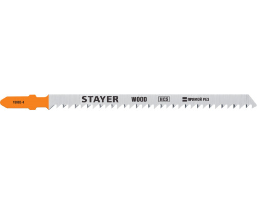 STAYER T301CD, полотна для эл/лобзика, HCS, по дереву, Т-хвостовик, шаг 3мм, 90мм, 2шт, STAYER Professional