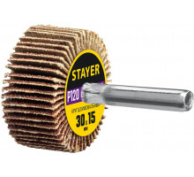 Круг шлифовальный STAYER лепестковый, на шпильке, P120, 30х15 мм