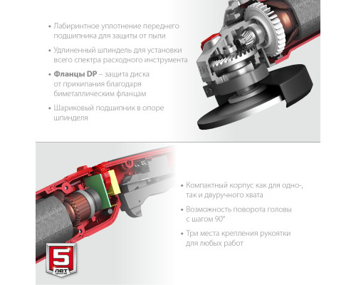УШМ ЗУБР, УШМ-125-1205 э, с регулировкой оборотов, 125 мм, 1200 Вт
