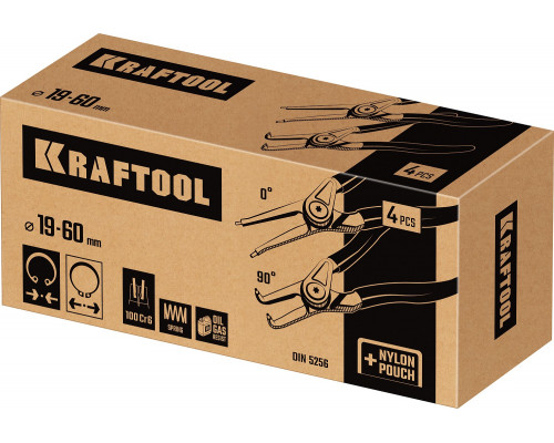 KRAFTOOL набор съемников стопорных колец 4 шт, 180 мм