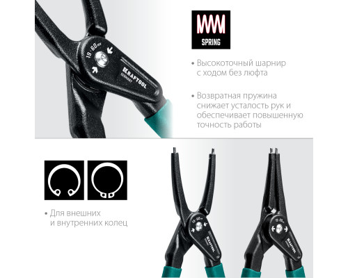 KRAFTOOL набор съемников стопорных колец 4 шт, 180 мм