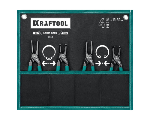 KRAFTOOL набор съемников стопорных колец 4 шт, 180 мм