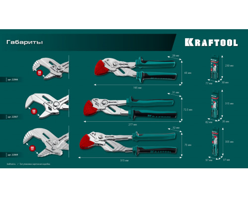 KRAFTOOL VISE-WRENCH X, 250 мм, клещи переставные-гаечный ключ (22067)