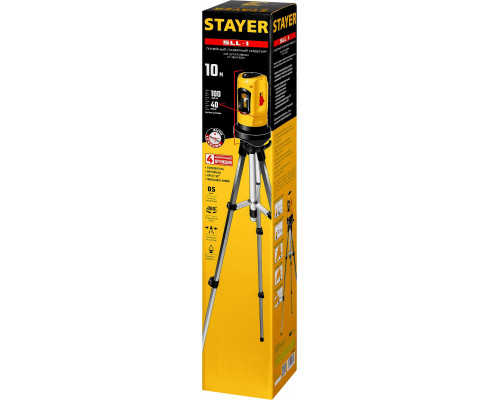 STAYER SLL-1 нивелир лазерный, 10м, точн. +/-0,5 мм/м, штатив, сумка