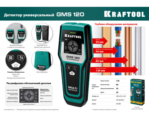KRAFTOOL детектор универсальный GMS 120
