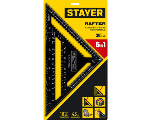 Универсальный кровельный угольник STAYER, 305 мм, 5-в-1, Rafter