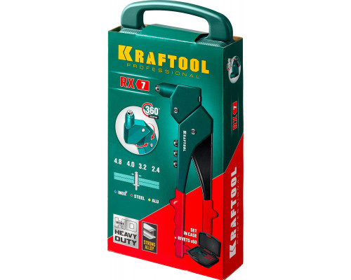KRAFTOOL RX-7 поворотный заклепочник 360° в кейсе