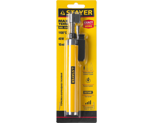 Автономная газовая горелка STAYER с пьезоподжигом, 1100°С, MaxTerm MB100