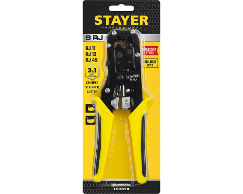 S-RJ кримпер универсальный, RJ45, RJ11/RJ12, STAYER Professional