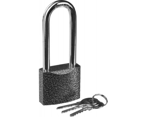 Замок STAYER ″STANDARD″ навесной, металлический корпус, удлиненная закаленная дужка, 50 мм