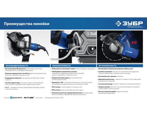 ЗУБР d 305 мм, 2700 Вт, 100 мм, штроборез (бороздодел), Профессионал (ЗШ-П100-2700 ПСТ)
