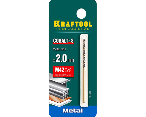 KRAFTOOL COBALT 2.0 х49мм, Сверло по металлу HSS-Co(8%) , сталь М42(S2-10-1-8)