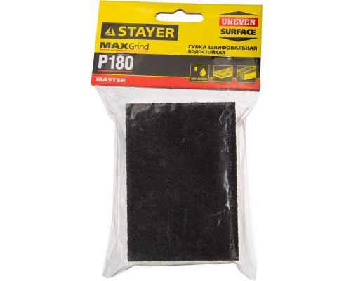 Губка шлифовальная STAYER ″MASTER″ четырехсторонняя, средняя жесткость, Р180, 100x68x26мм.