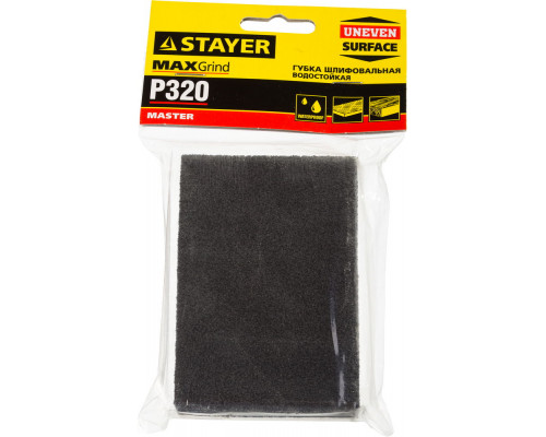 Губка шлифовальная STAYER ″MASTER″ четырехсторонняя, средняя жесткость, Р320, 100х68x26мм.