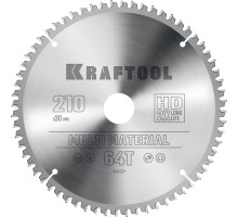 KRAFTOOL Multi Material, 210 х 30 мм, 64Т, пильный диск по алюминию (36953-210-30)