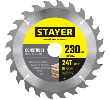 STAYER CONSTRUCT 230 x 30/20мм 24Т, диск пильный по дереву, технический рез