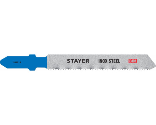 STAYER T118AF, полотна для эл/лобзика, Bi-Metal, по металлу (1,5-3мм), Т-хвостовик, шаг 1,4мм, 50мм, 2шт, STAYER Professional