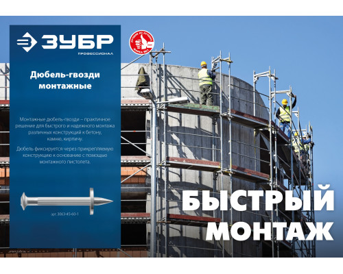 ЗУБР ДГМ, 60 x 4.5 мм, цинк, 1 кг, монтажный дюбель-гвоздь , Профессионал (3063-45-60-1)