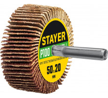 Круг шлифовальный STAYER лепестковый, на шпильке, P100, 50х20 мм