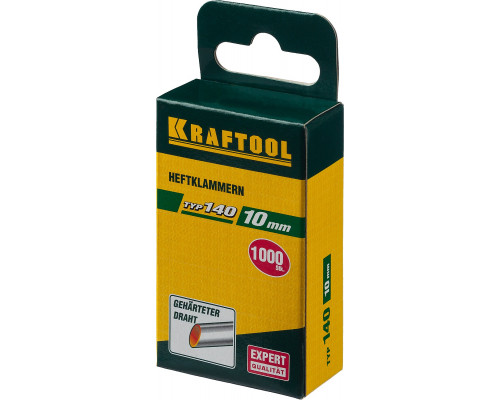 KRAFTOOL 10 мм скобы для степлера тонкие тип 140, 1000 шт