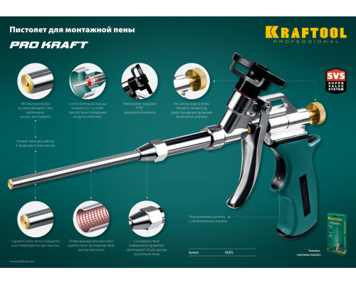 KRAFTOOL PROKraft профессиональный пистолет для монтажной пены с тефлоновым покрытием держателя