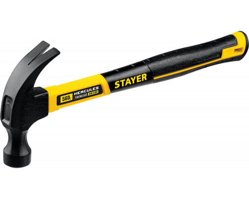 Молоток-гвоздодёр столярный с фиберглассовой рукояткой STAYER Hercules 560 г
