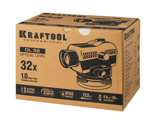 Оптический нивелир OL-32 увеличение 32Х рабочий диапазон 100 м, KRAFTOOL