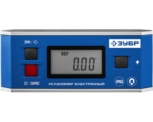 МИНИ уровень-уклономер электронный, IP65, Магнитный, Диапазон 0-90°, Точность ±0,05°, 3 кнопки, HOLD, Подсветка, Автоповорот, ЗУБР Профессионал