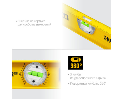 STAYER I-Bar180 800 мм двутавровый уровень