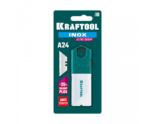 KRAFTOOL INOX-A24, 10 шт, нержавеющие трапециевидные лезвия (09626-S10)