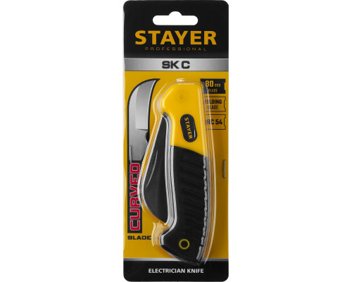 SK-С нож монтерский, складной, изогнутое лезвие, STAYER Professional