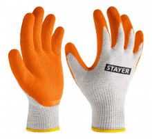 STAYER ULTRA, S-M, х/б перчатки с рельефным латексным покрытием, противоскользящие, 13 класс (11403-S)