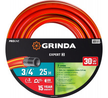 Поливочный шланг GRINDA PROLine EXPERT 3 3/4″ 25 м 30 атм трёхслойный армированный