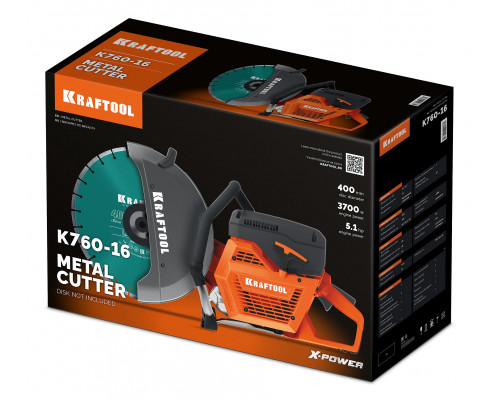 KRAFTOOL 3700 Вт, 400 мм, без диска, бензорез по металлу (рельсорез) (K760-16)