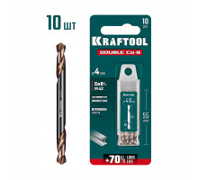 KRAFTOOL DOUBLE Сo-8 4х55мм, Сверло двухстороннее по металлу, сталь M42(+8%Co), класс А (29654-4.0-10)