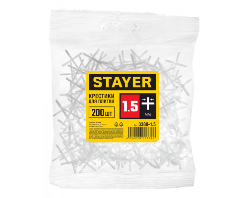 STAYER 1,5мм крестики для плитки, 200шт