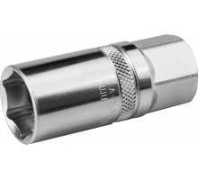 Торцовая головка KRAFTOOL ″INDUSTRIE QUALITAT″, свечная с резин. вставк., Cr-V, FLANK, хромосатинированная, 1/2″, 16мм