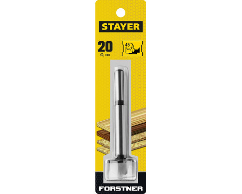 STAYER Forstner 20мм, сверло форстнера по дереву, ДСП