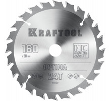 KRAFTOOL Optima, 160 х 20 мм, 24Т, пильный диск по дереву (36951-160-20)