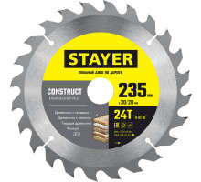 STAYER CONSTRUCT 235 x 30/20мм 24Т, диск пильный по дереву, технический рез