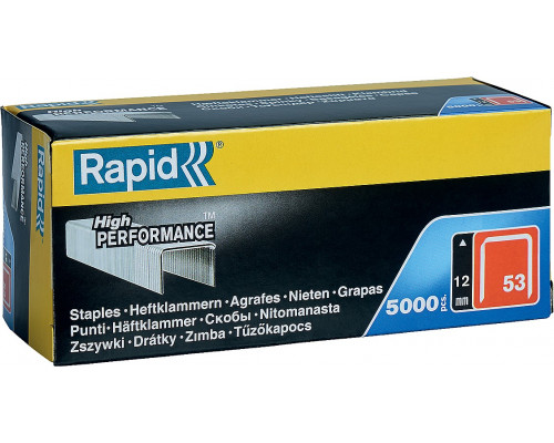RAPID 12 мм узкие скобы, супертвердые, профессиональные тип 53 (A / 10 / JT21), 5000 шт