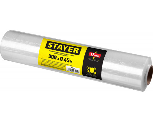 Упаковочная стрейч-пленка ручная STAYER 300м х 450мм 17 мкм УФ стойкая