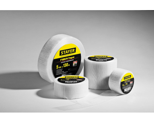 Серпянка самоклеящаяся FIBER-Tape, 10 см х 45м, STAYER Professional 1246-10-45