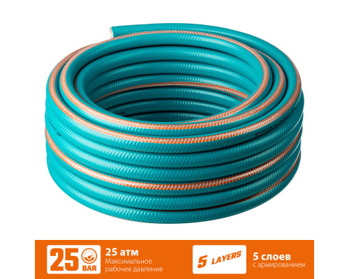Поливочный шланг GRINDA PROLine EXPERT 5 1″ 25 м 25 атм пятислойный плетёное армирование