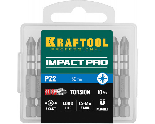 Ударные биты KRAFTOOL PZ 2, 50 мм, 10 шт Impact Pro